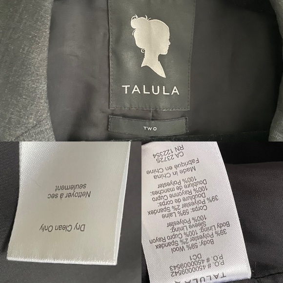 Aritzia Talula Wool Boyfriend Blazer Jacket Charcoal Grey 2 - Picture 7 of 7